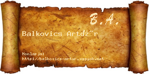 Balkovics Artúr névjegykártya